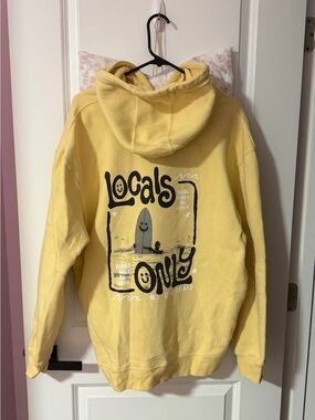 Yellow "Locals Only" Graphic Hoodie Sweatshirt - Long Island